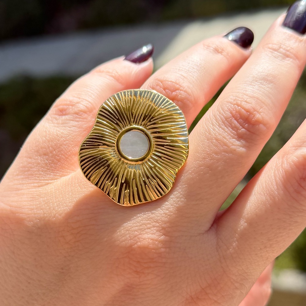 Gold Floral Statement Ring